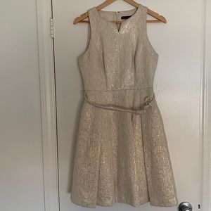 Gold dress w/ belt & pockets - White House Black Market